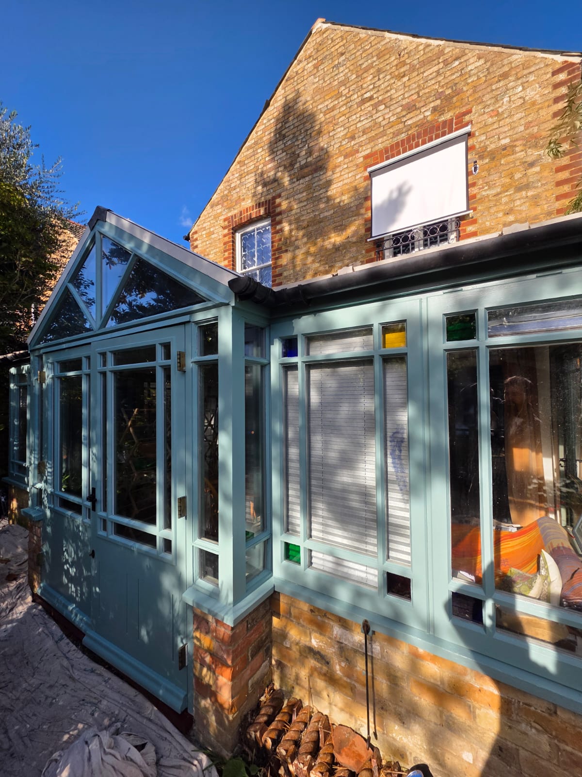 Conservatory roof line and frames after repainting