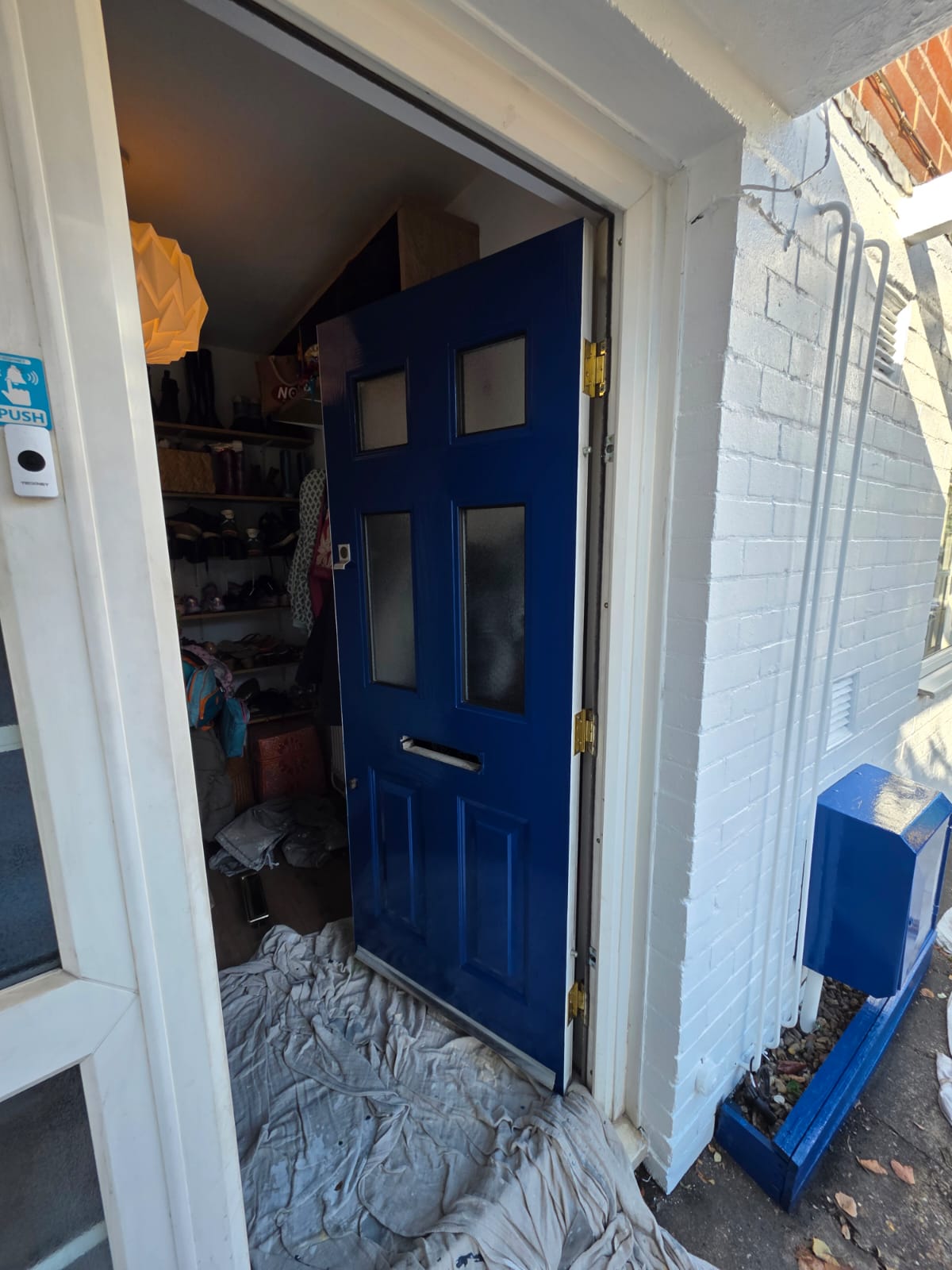Front door and porch after painting