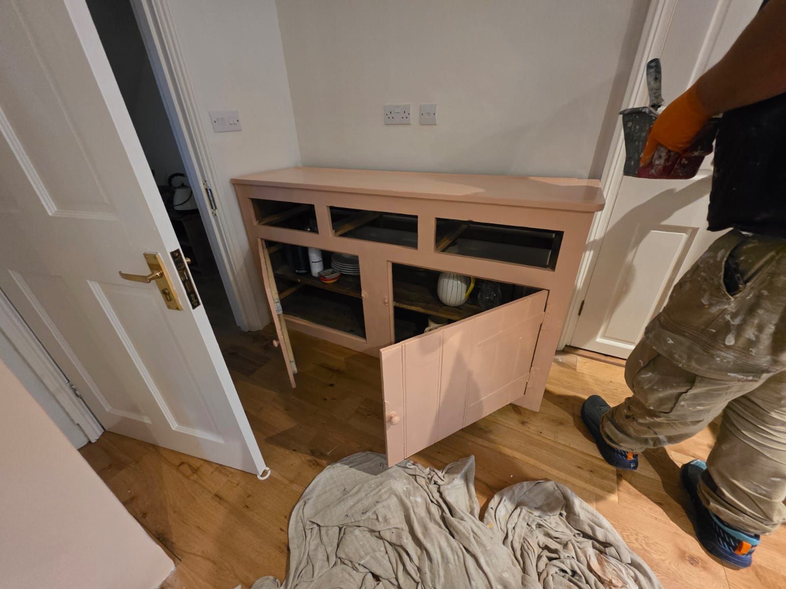 Built-in cupboard being finished