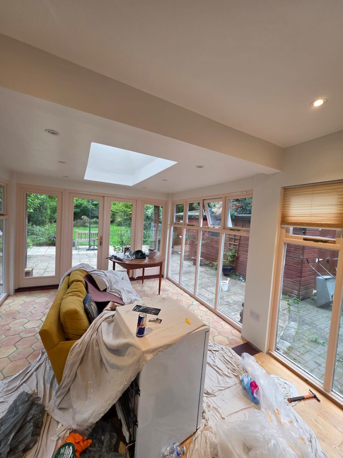 Garden room with the roof lantern and doors to the garden