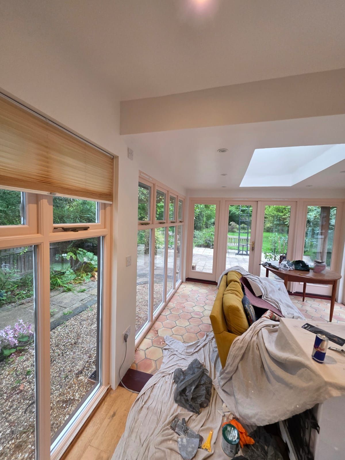 Garden room from the kitchen end, during the job