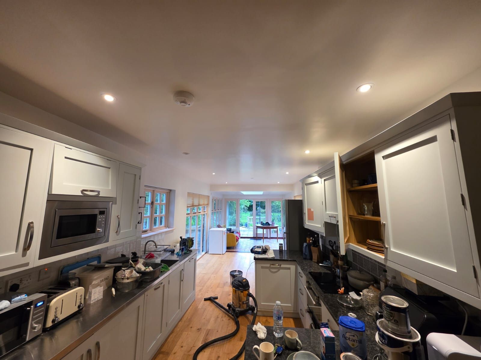 Kitchen and garden room during the job